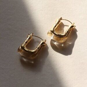 14K Gold Filled White Resin Earrings